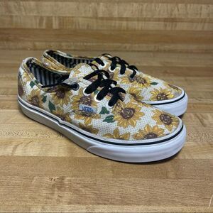Vans Low Top sunflower Yellow Pattern spring Time true white womens Size 5
